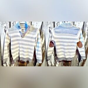 Hope & Henry sweater gray & white with Elbow Patches size medium boys